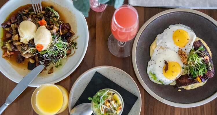 Top view of breakfast at Terra restaurant