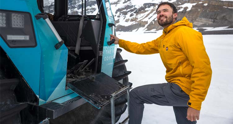 Person getting on the Columbia Icefield Odyssey