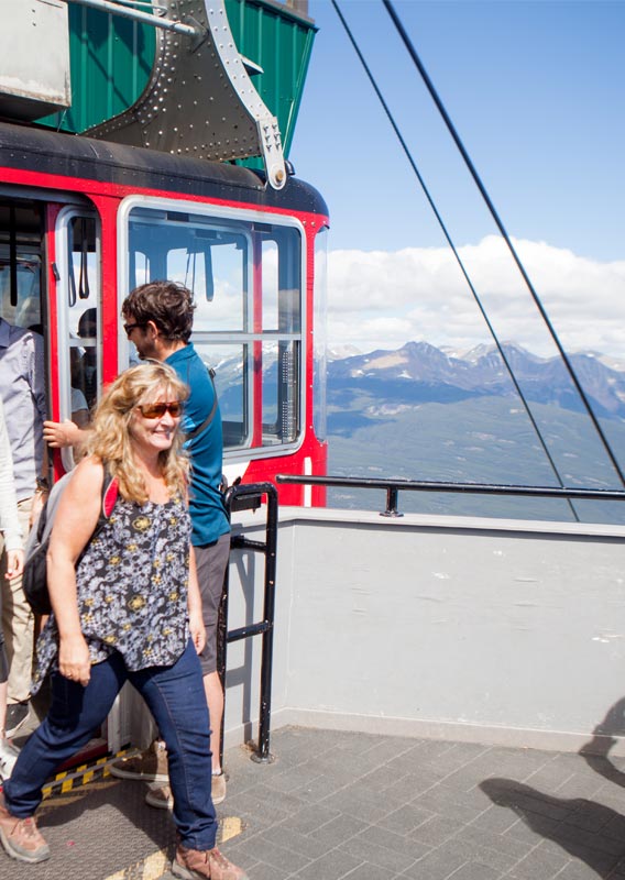 People exiting Jasper SkyTram