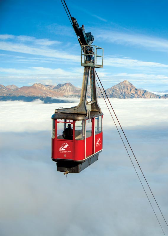 Jasper SkyTram above the clouds with mountain view