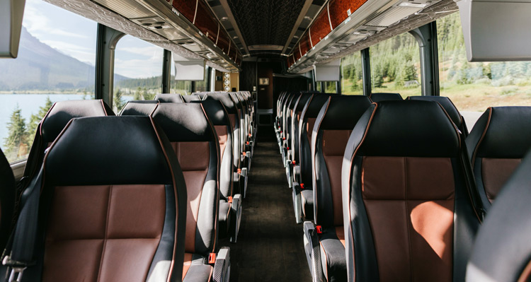 Interior of a Brewster Sightseeing coach bus