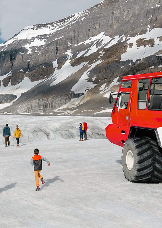 Columbia Icefield Skywalk viewed from below in Jasper National Park